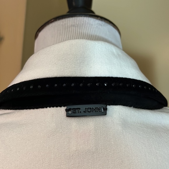 ST JOHN SPORT sz  12P Elegant Ecru Winter White Stretch Trim Gem Button NEW - Picture 11 of 16